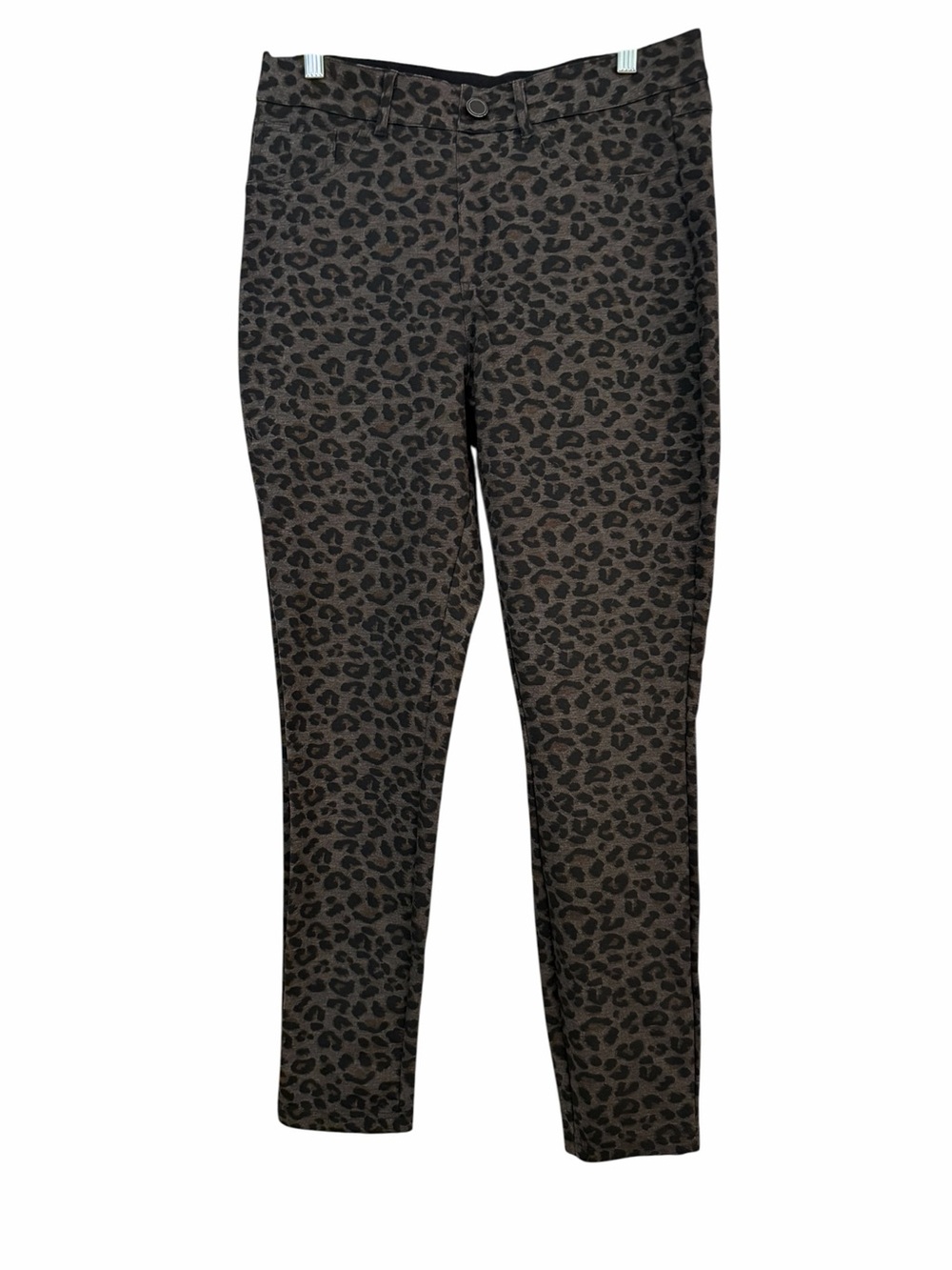 Leopard Animal Print Stretch Leggings Size Medium Casual Pockets Activewear